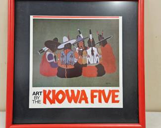 Framed Art Exhibition Poster, Kiowa Five, The Drummers, Tsa Toke