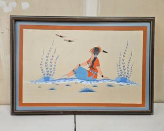 Gouache on Tempura, “Feather Dancer”, by L. Begay