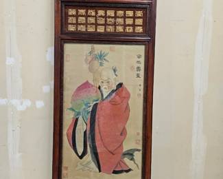 Rosewood Reverse Painted Hanging Panel of Shoula/Shooxing, Export Stamps
