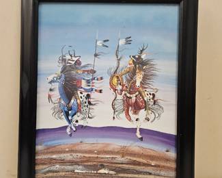 Gouache on Tempura Paper, 2 Horsemen, Signed