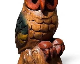 MCM WoodCarved Owl Statue