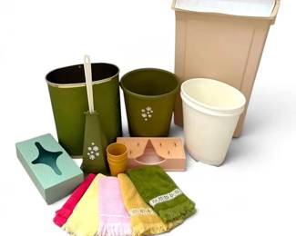 Colorful MCM Hand Towels, Wastebaskets. Tissue Boxes, Toilet Brush, More