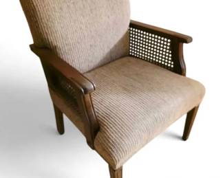 Upholstered Cane Side Armchair