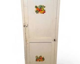 Vintage White Painted Wood Pantry W Fruit Decals