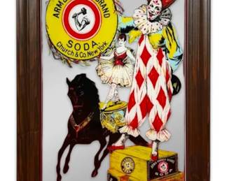 Vintage Arm Hammer Circus Clown Advertising Mirror