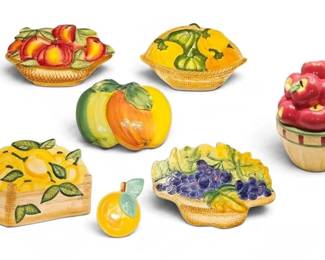 Ceramic HandPainted Apple Cookie Jar Ceramic Fruit Veggie Wall Hangings, Made in Italy