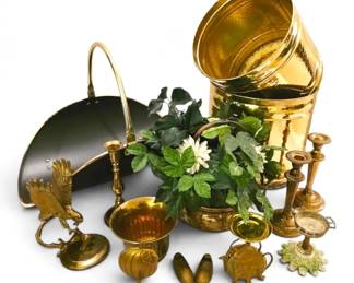 Brass Planter Pots, Candlesticks, More