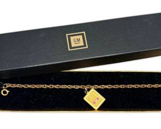 GoldFilled Diamond Ruby General Motors Pendant Bracelet
