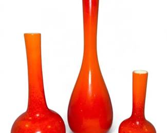 MCM Orange Onion Bulb Vases