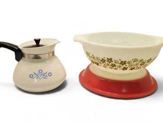 Pyrex Spring Blossom Cinderella Mixing Bowl 443, Corning Ware 6Cup Teapot, More