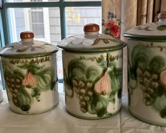 John Taylor canister set in the Harvest Pear pattern.