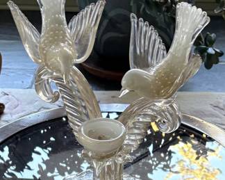 Murano birds with nest figurine