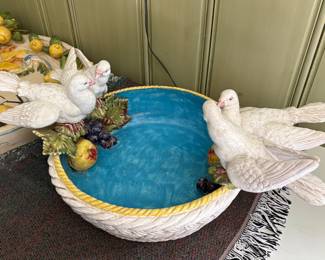 Large bird bath centerpiece bowl by Ceramiche Ceccarelli, Toscana, Italy
