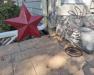 Rustic Metal Dcor Collection  Red Barn Star, Scrollwork Cross  Kokopelli Garden Sculpture