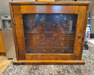 Oak WallMount Key CabinetShadow Box with Glass Door