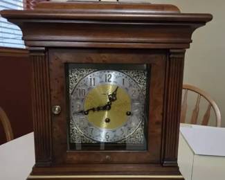 Howard Miller Mantel Clock with Wood Case  Brass Accents