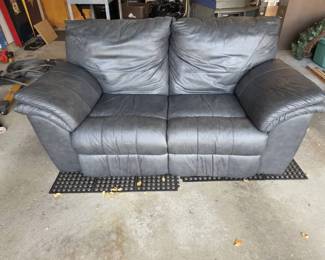 Charcoal Gray Leather Dual Reclining Loveseat
