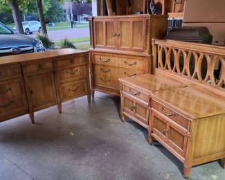 MCM Wood Bedroom Set  Dresser, Chest, Headboard  2 Nightstands