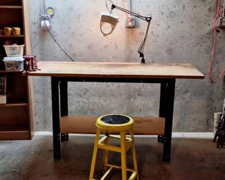 HeavyDuty Workbench with Bench Vise, Adjustable Work Light  Stool