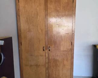 TwoDoor Wooden Utility Storage Cabinet with Shelves  Hanging Rod