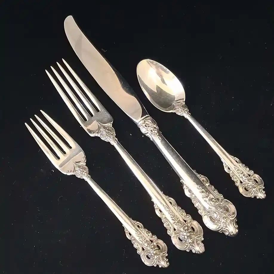 01 Wallace Grande Baroque Sterling 4 Piece Place Setting A