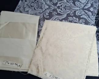 Silver and Ivory Damask Fabric