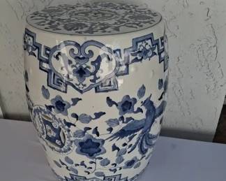 Blue and White Chinoiserie Garden Stool