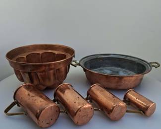 Copper Baking Dishes and Measuring Cups