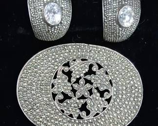 Leave in Pending Vintage Sterling Brooch and Earring Set