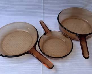 Vintage Vision Wear Amber Glass Cookware Set