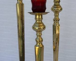 Large Polished Brass Candlesticks