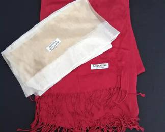 100 Silk Cream Scarf and Red Cashmere Scarf
