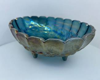 Blue Iridescent Vintage Carnival Glass Bowl