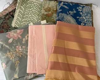 Assorted Decorative Fabric Remnants  Floral, Striped  Botanical Patterns, Including Clarence House