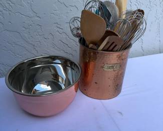 Hammered Copper Cookies Canister Jar, Mixing Bowl  Kitchen Utensils