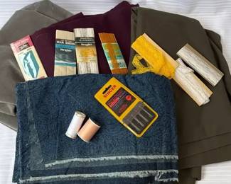 Large Sewing Destash Lot  Assorted Fabric Bolts, Singer Needles, Zippers,  Sewing Notions