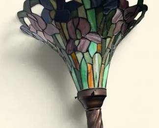 Tiffany Style Stained Glass Iris Torchiere Floor Lamp