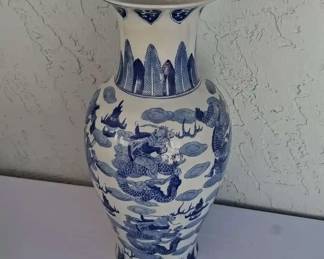 Blue and White Chinoiserie Vase