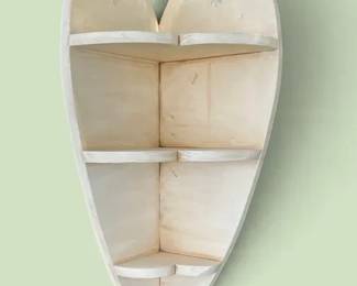 Hand Painted Folk Art Heart Shaped Wooden Corner Shelf