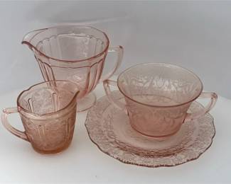 Set of Vintage Pink Depression Glass