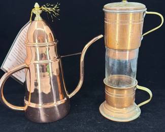 Taste of Home Entertaining Copper Oil Can  Glass Coffee Drip Filter Set