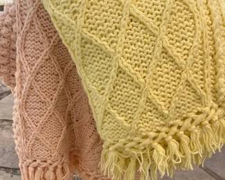 Handmade Crochet Afghans Yellow and Peach Colored