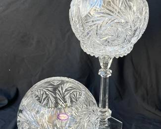 Ofnah Crystal 2pcs Rose Bowl Small on Pedestal and Large