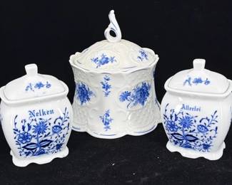 Vintage Lindner W. Germany Porcelain Bowl  Unbranded German Spice Jars  3pc