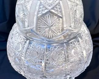Footed Cut Crystal Covered Jar