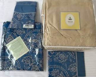 Silk Blue Sheet, Pillow Cases Rose Silk Throw NIP