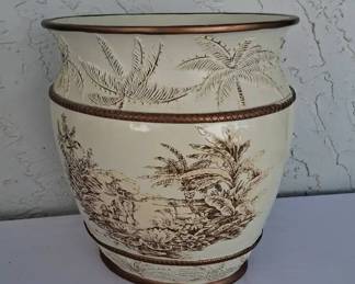 Sherry Kline BrownCream Palm Design Planter