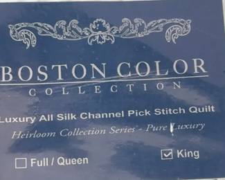 Boston Color Collection King Silk Channel Pick Stitch Quilt New in Package