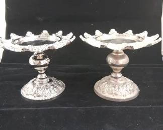 Pair Silver Tone Candle Holders