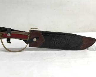 Brass D-Guard Bowie Knife with Leather Sheath